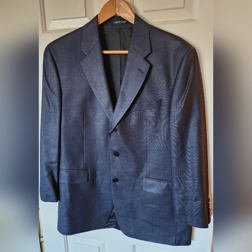 Lauren by Ralph Lauren Navy Blue Classic Wool/Silk Sports Blazer/Suit Ja…